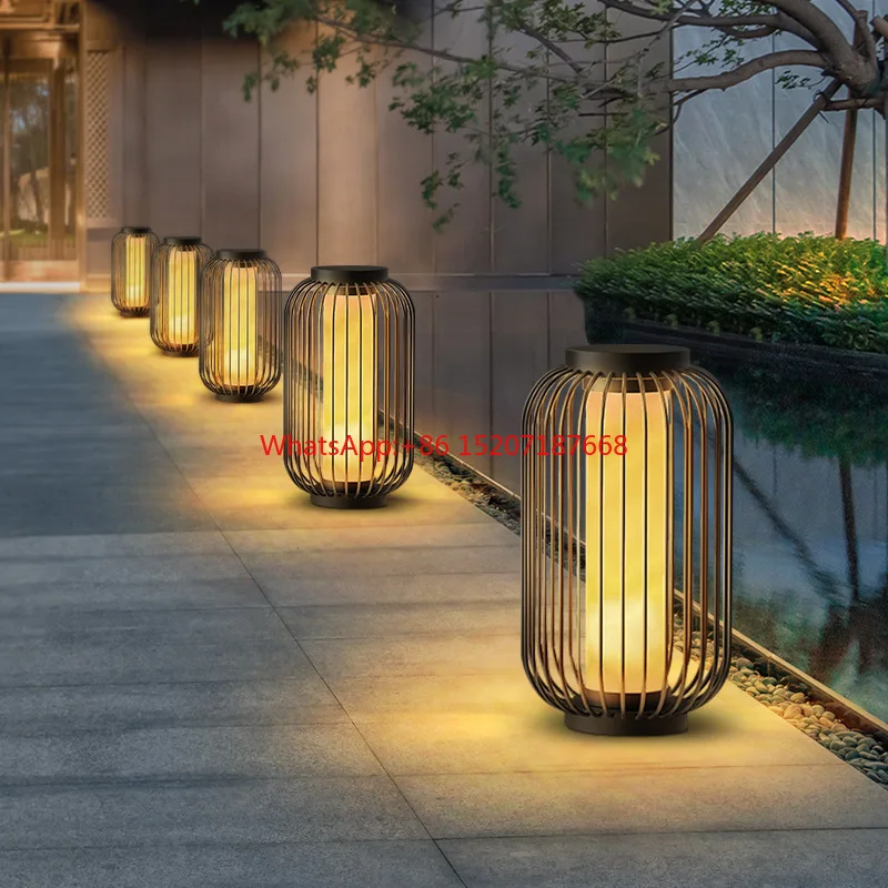 LED Solar Lawn Lamp 40 50 60CM Outdoor Bird Cage Imitated Marble Steet Light Waterproof IP65 For Park Villa Courtyard Lighting