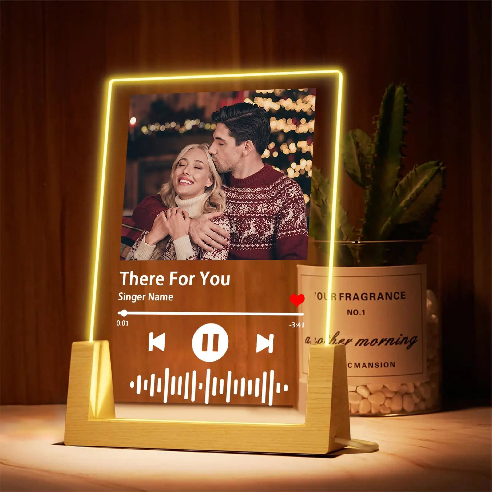 Personalized Picture Plaque Lamp Custom Couple Photo Acrylic Board Art Decor Romantic Anniversary Birthday Mother\'s Day Gift