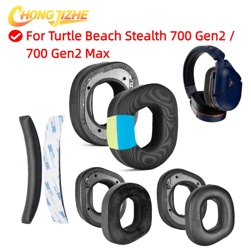 CHONGJIZHE Replacement Ice Gel Earpads for Turtle Beach Stealth 700 Gen2 / 700 Gen2 Max Headphone Earmuffs repair parts
