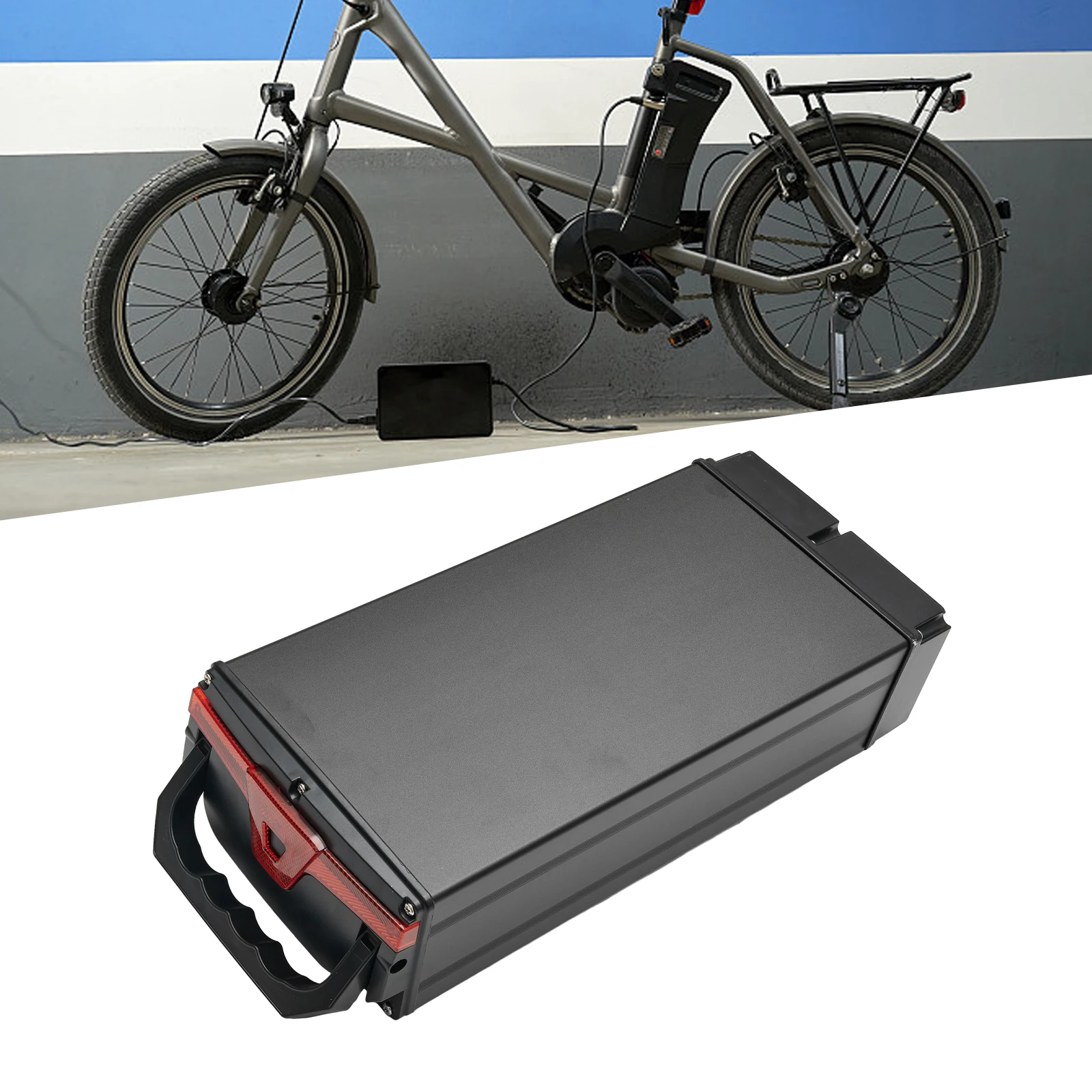 Electric Bicycle Battery Box 1865/21700 Large Capacity Bracket Box Rear Rack With Charging Socket Battery Case Riding Accessory