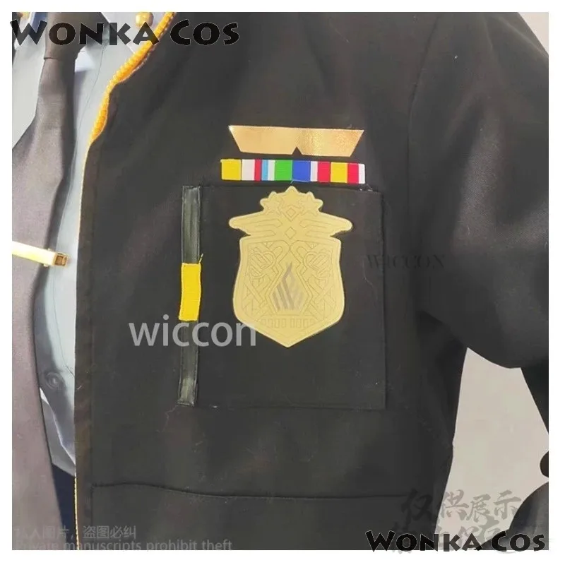 CyGame 블루 아카이브 칸나 코스프레 의상 섹시 드레스 블랙 옐로우 코트 타이 세트 가발 털 귀마개 할로윈 코스프레