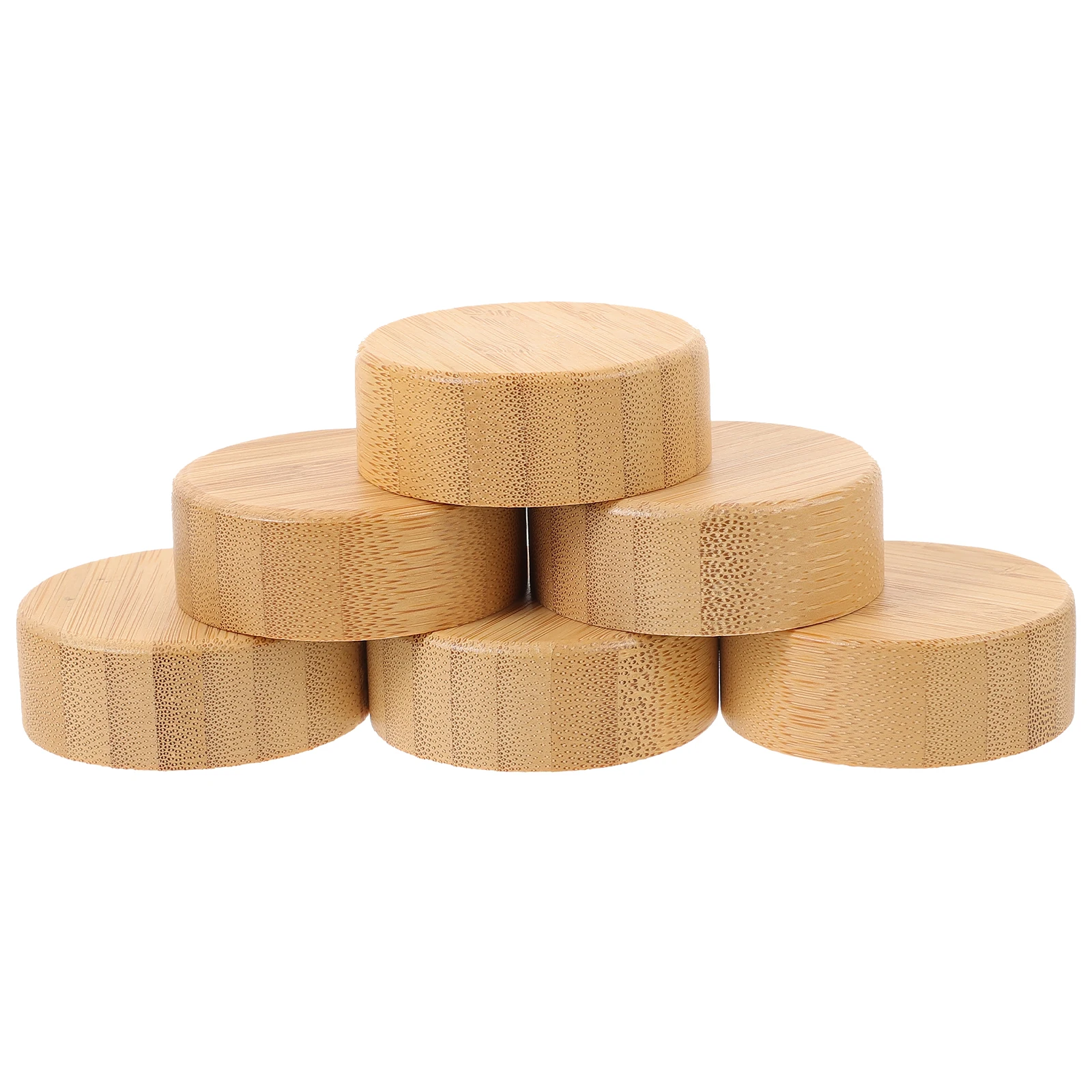 

6pcs Leak-proof Bottle Lids Reusable Bamboo Caps for Glass Jars Seasoning Spice Covers Storage Containers Home Use