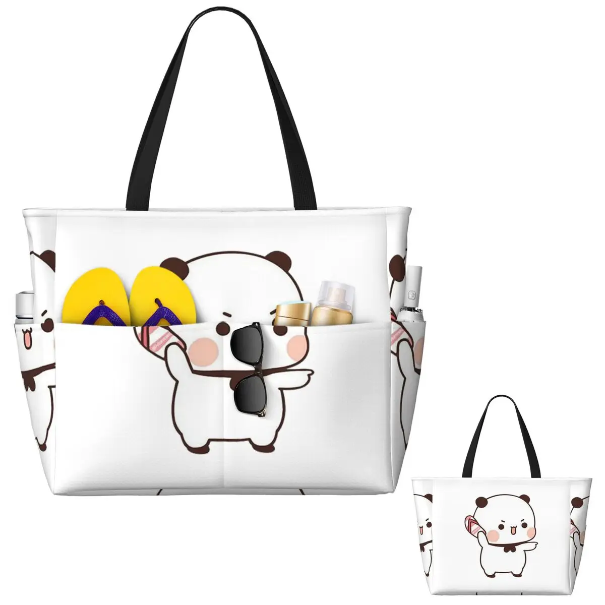 

Милая пляжная сумка-тоут Bubu Is Throwing Flip-flops At Dudu, спортивная сумка для спортзала, йоги, большая сумка-тоут, женская дорожная сумка, сумка для фитнеса