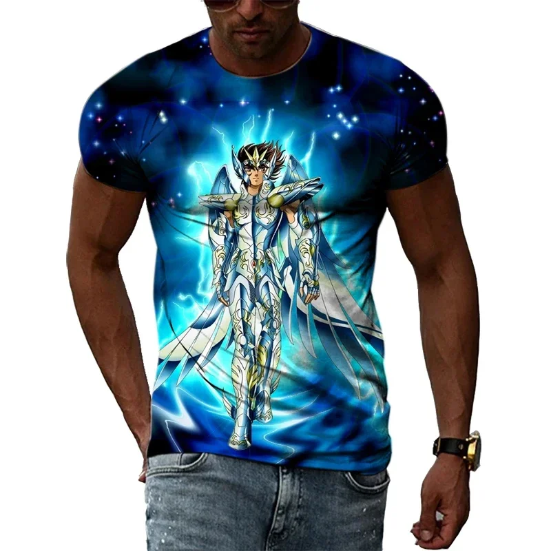 Golden Warrior Saint Seiya Animation 3D Printed Men\'S And Women\'S Crew Neck Short Sleeve T-Shirt Casual Sports T Shirt Top