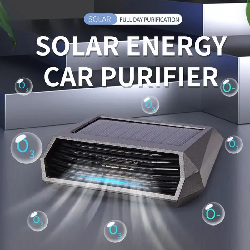 USB Solar Portable Car Air Purifier Freshener with HEPA Filter Negative Ion Generator Odor Removal Smoke Car Accessiories