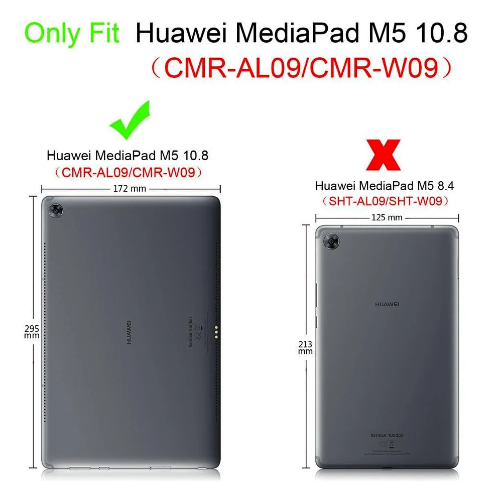 Case for Huawei MediaPad M5 10.8 CMR-W09/W19/AL09 Tablet, Tri-fold Flip Durable Leather Portable Protective Sleeve