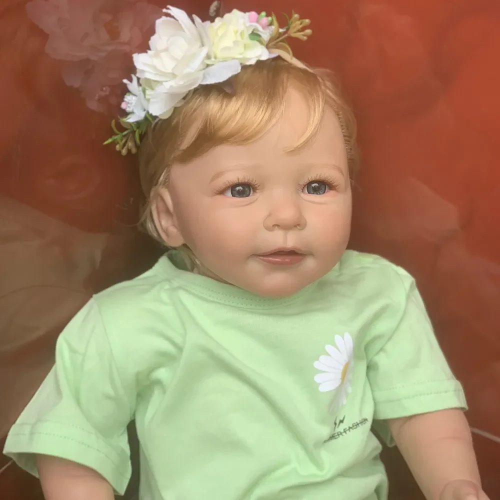 Bz人形-リアルなソフトシリコン生まれ変わった赤ちゃん人形、女の子のためのかわいいプレイハウスおもちゃ、手描きの3D肌、目に見えないベビードール55 cm