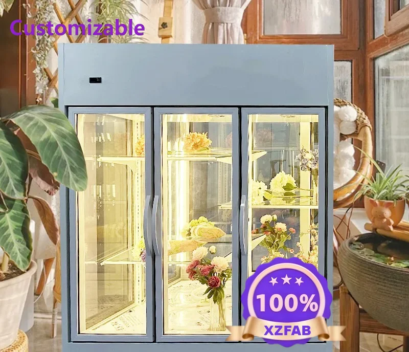 Factory Direct 2026 Flower cabinet Fresh-keeping cabinet Air-cooled direct-cooled flower shop Single-sided three-sided glass