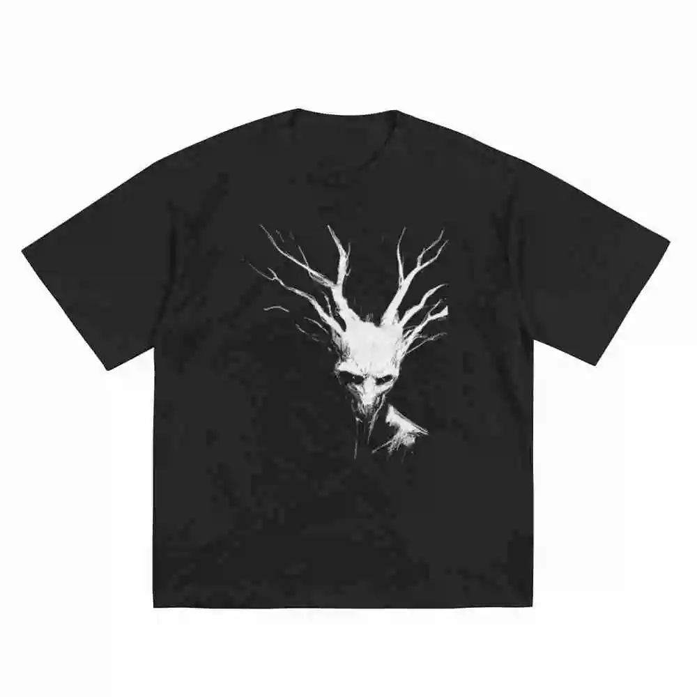 Wendigo Creepy Cryptid Algonquian Folklore Gothic Horror Short Sleeve Tee 100% Cotton T-Shirt
