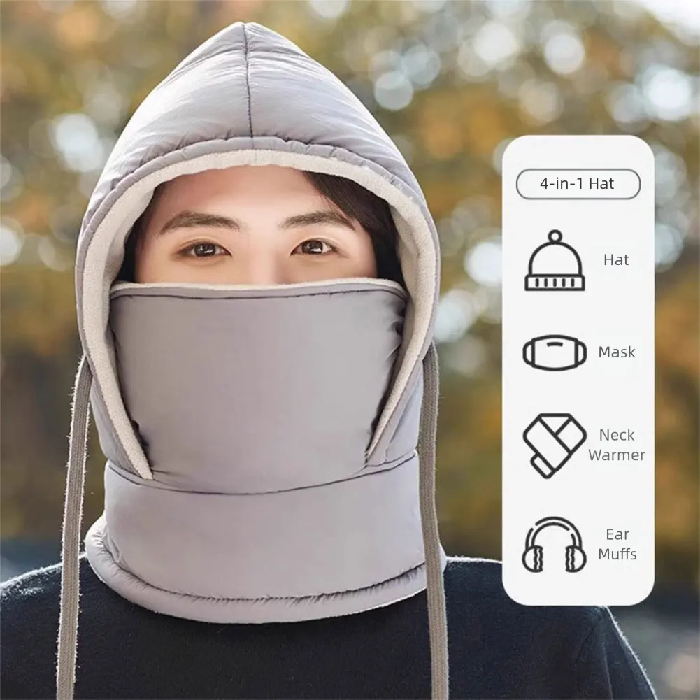 

Warm Mask Windproof Fleece Lined Beanie Warm Hat Winter Ski Mask Hood Hat Full Coverage Head Ear Neck Protection For Daily Cold
