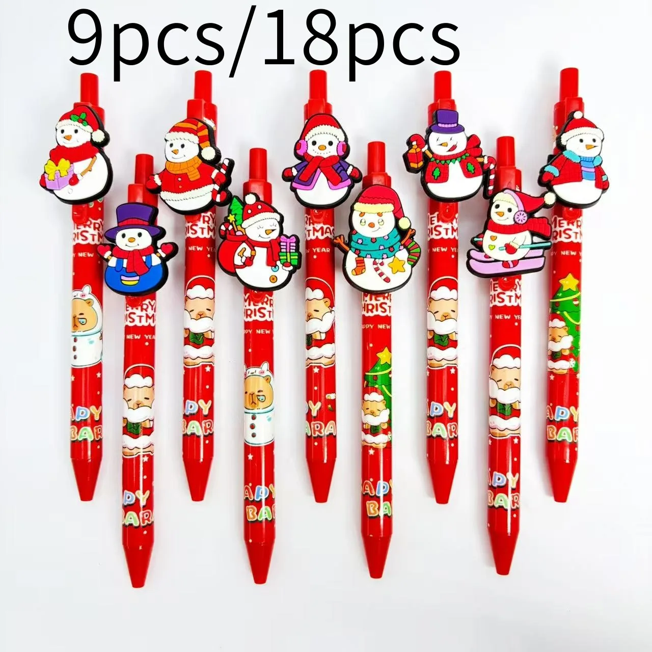 

9 шт./18 шт. креативные простые рождественские шариковые ручки в виде снеговика, новая рождественская серия, шариковые ручки с выдвижной крышкой, ручки для письма для студентов и учителей