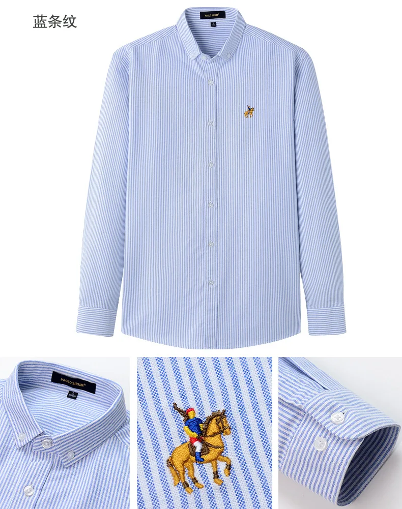 

New men's high-end Oxford cloth button-down shirt, featuring a unique logo, long sleeves, suitable for both casual and business