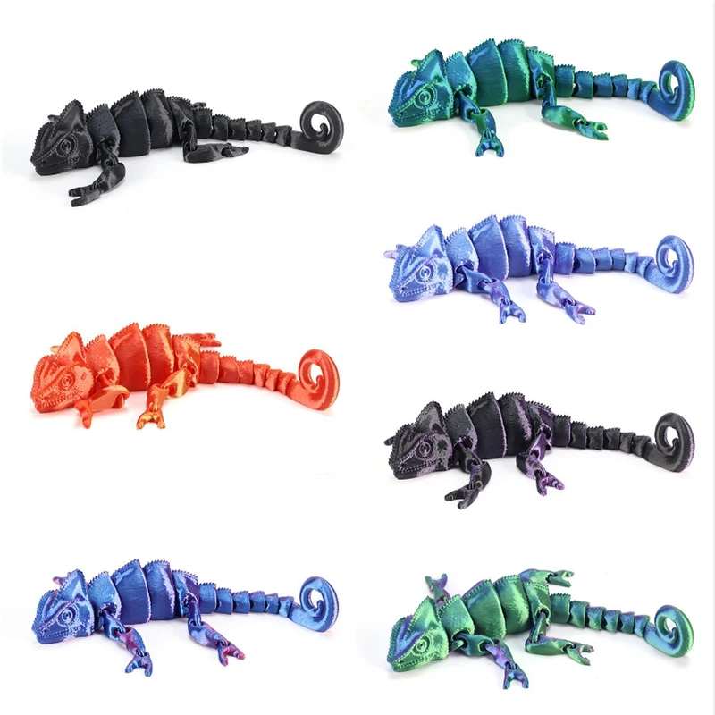 New Funny 3D Printed Lizard Joint Movable Model Simulation Cute Animal Toys Children's Toys Desktop Decoration Ornaments Gifts