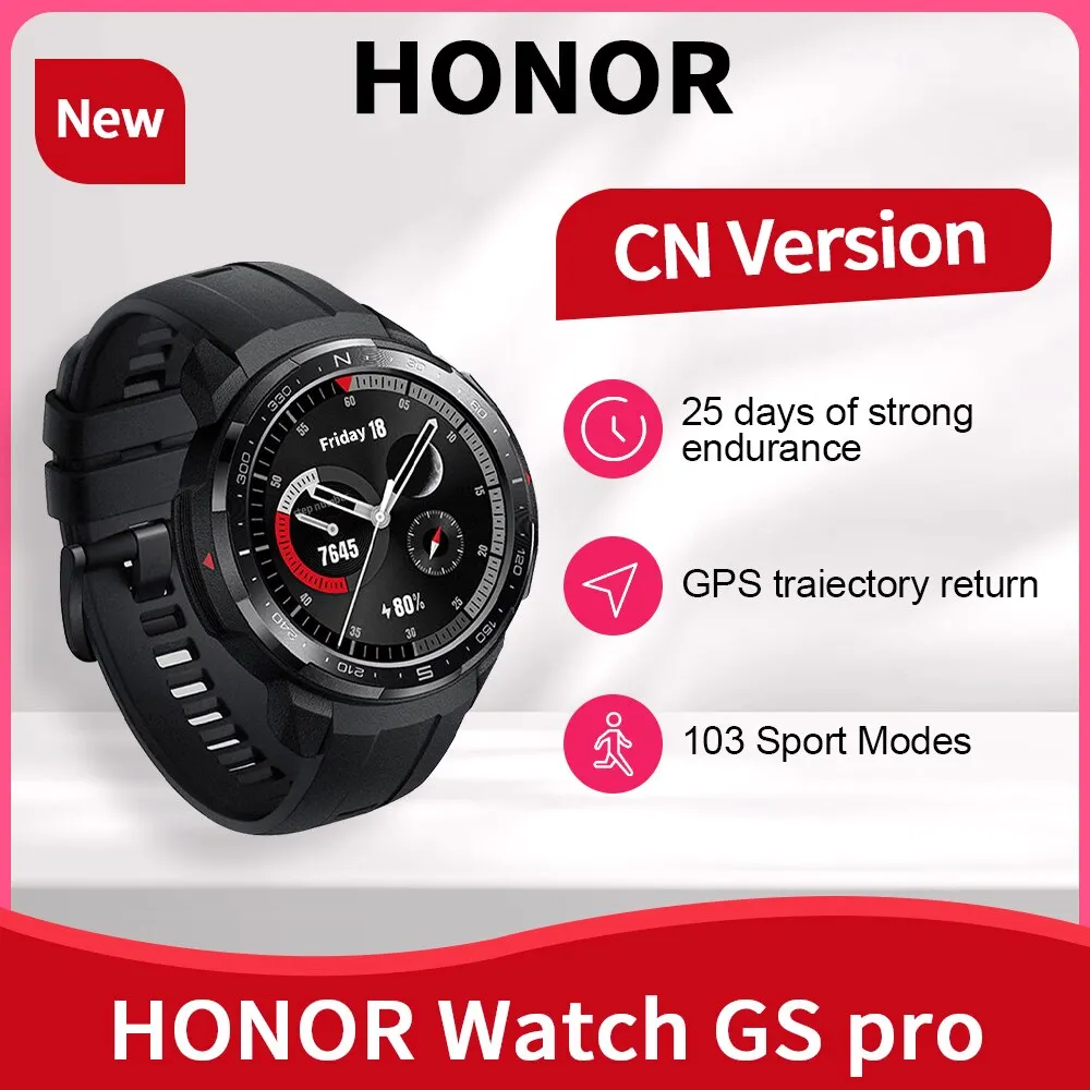 Honor Smart Watch GS Pro 103 Sport Modes 5ATM 1.39'' Screen Watch Heart Rate Monitoring GPS Smartwatch Bluetooth Call and GS 3i