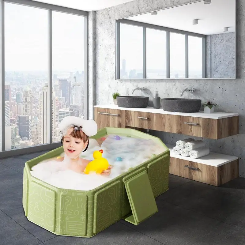 

Foldable Bathtub Baby Large Baby Shower Tub Foldable Portable Shower Basin Includes 5 Balls 2 Ducks Water Toy For Kids 0-8 Years