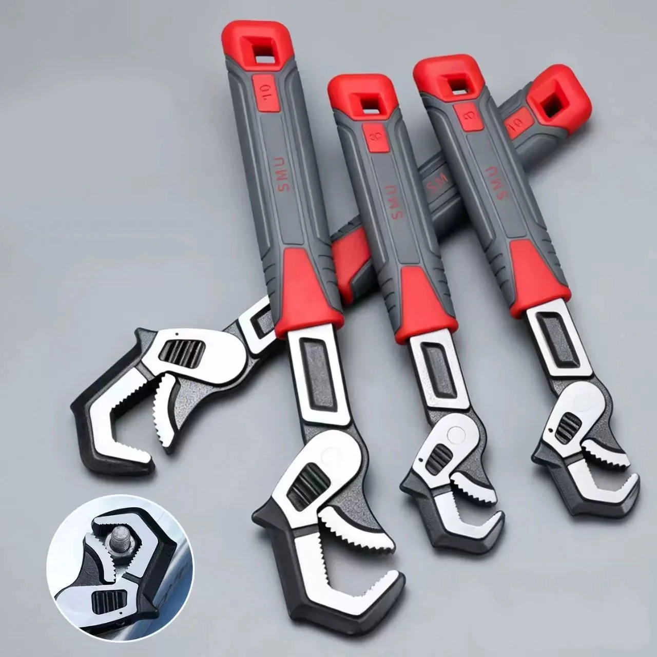 8/10inch Self Locking Wrench High Carbon Steel Multi Functional Adjustable Open Wrench Manual Spanner Quick Plumbing Repair Tool