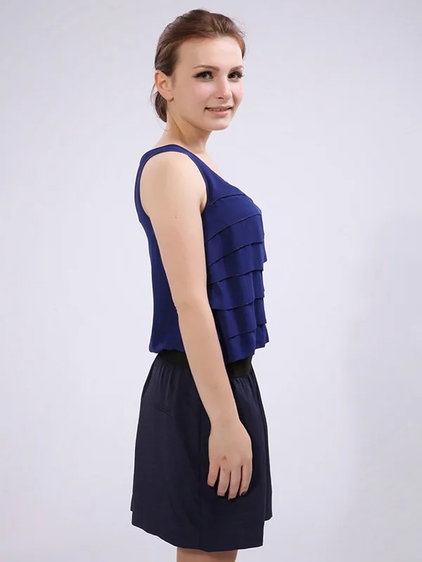 

O Home Layered Ruffle One-Piece Suit Chiffon Breathable Dr orts Polyester Fiber Summer Ladies Casual Pants