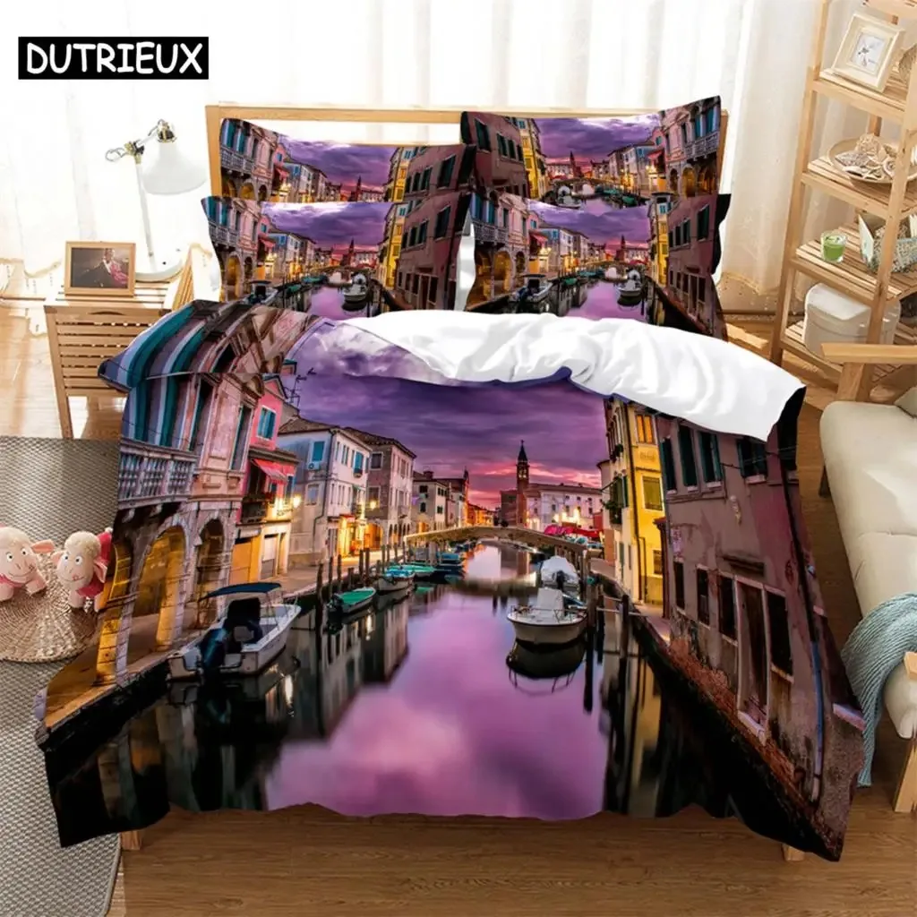 

Small town life Fashion Bedding Set 3D Digital Printing Duvet Cover Sets 1 Quilt Cover + 12 Pillowcases USEUAU Size