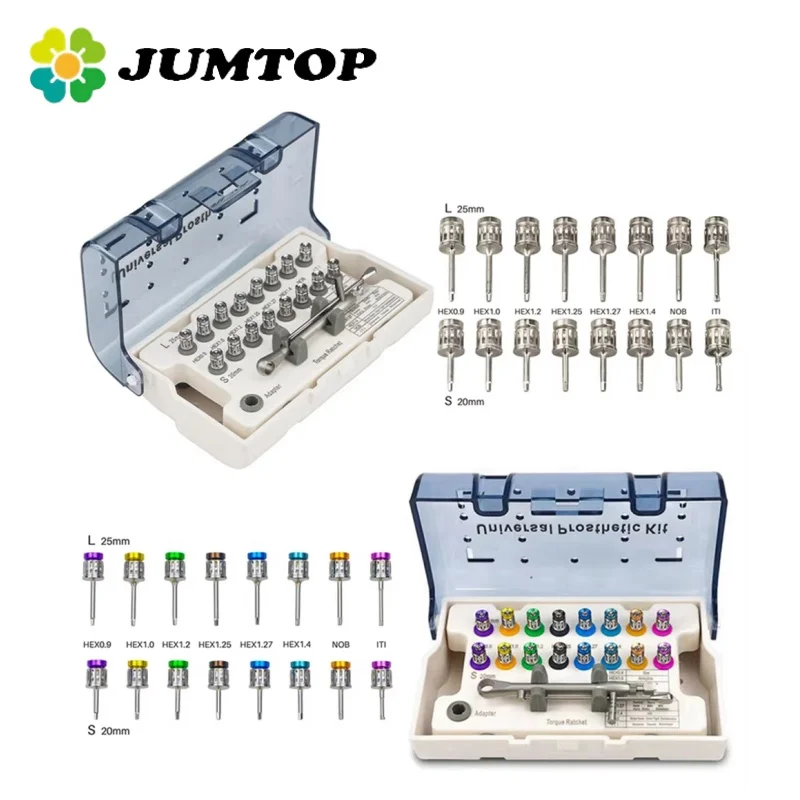 JUMTOP Dental Universal Implant Torque Wrench Screwdriver Prosthetic Kit Ratchet Drivers 10-70NCM Implant Tools