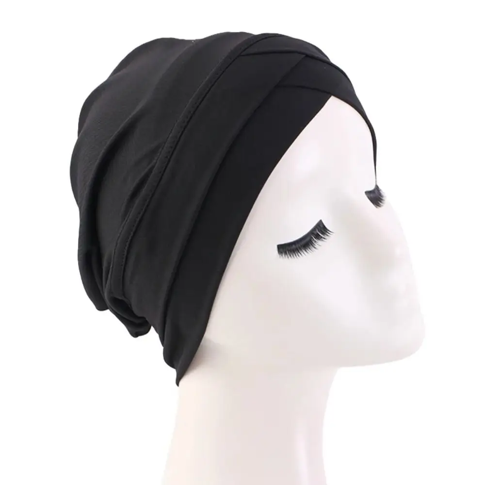 Fashion UnderScarf Cross Stretch Headband Hat Bandana Inner Hat Bottoming Hat Bonnet Cap Stretch Headscarf Women