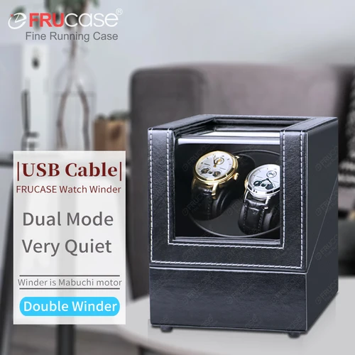 Imagen 2 del producto [Recién actualizado] FRUCASE PU Watch Winder Caja Reloj Automatico enrollador de reloj para relojes automáticos caja de relojes joyero organizador