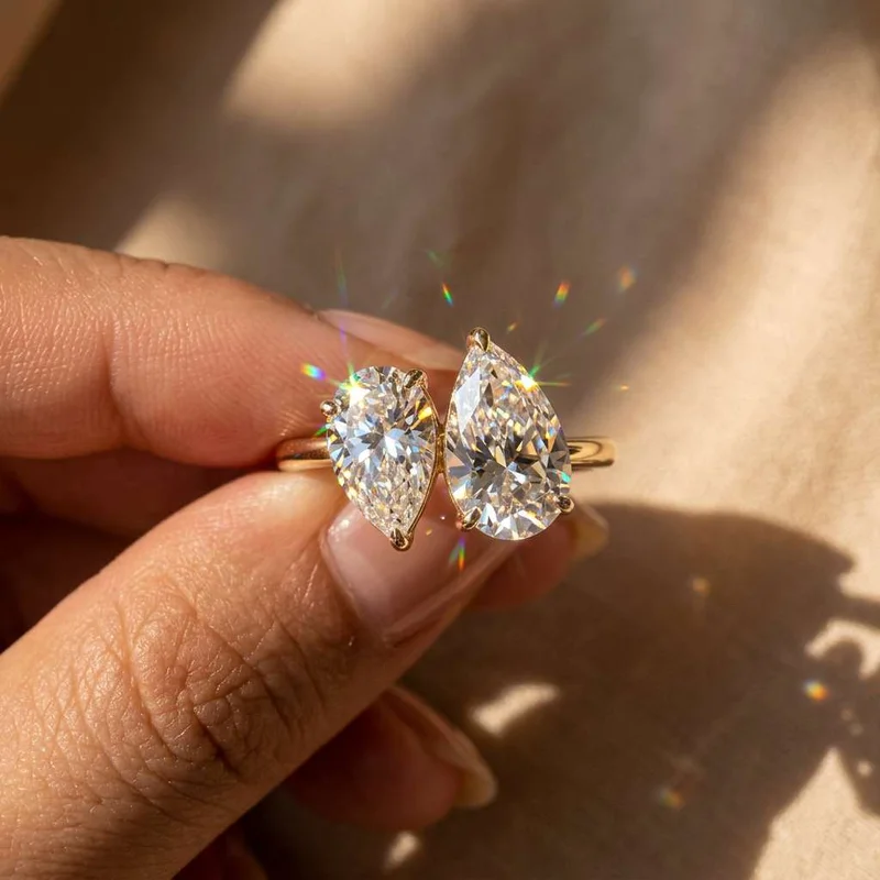 925 Sterling Silber schillernder klassischer Zirkon-Wassertropfen-Ring für Frauen, Verlobung, Hochzeit, luxuriöser, hochwertiger, edler Schmuck – Detail 5