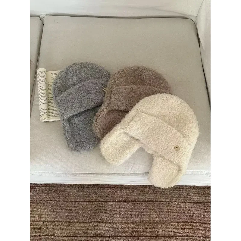 

Winter Knitted Ear Protection Hats For Women&Men Warm Beanies Caps Outdoor Ski Balaclava Bib EarCaps Ladies Skullies Hat