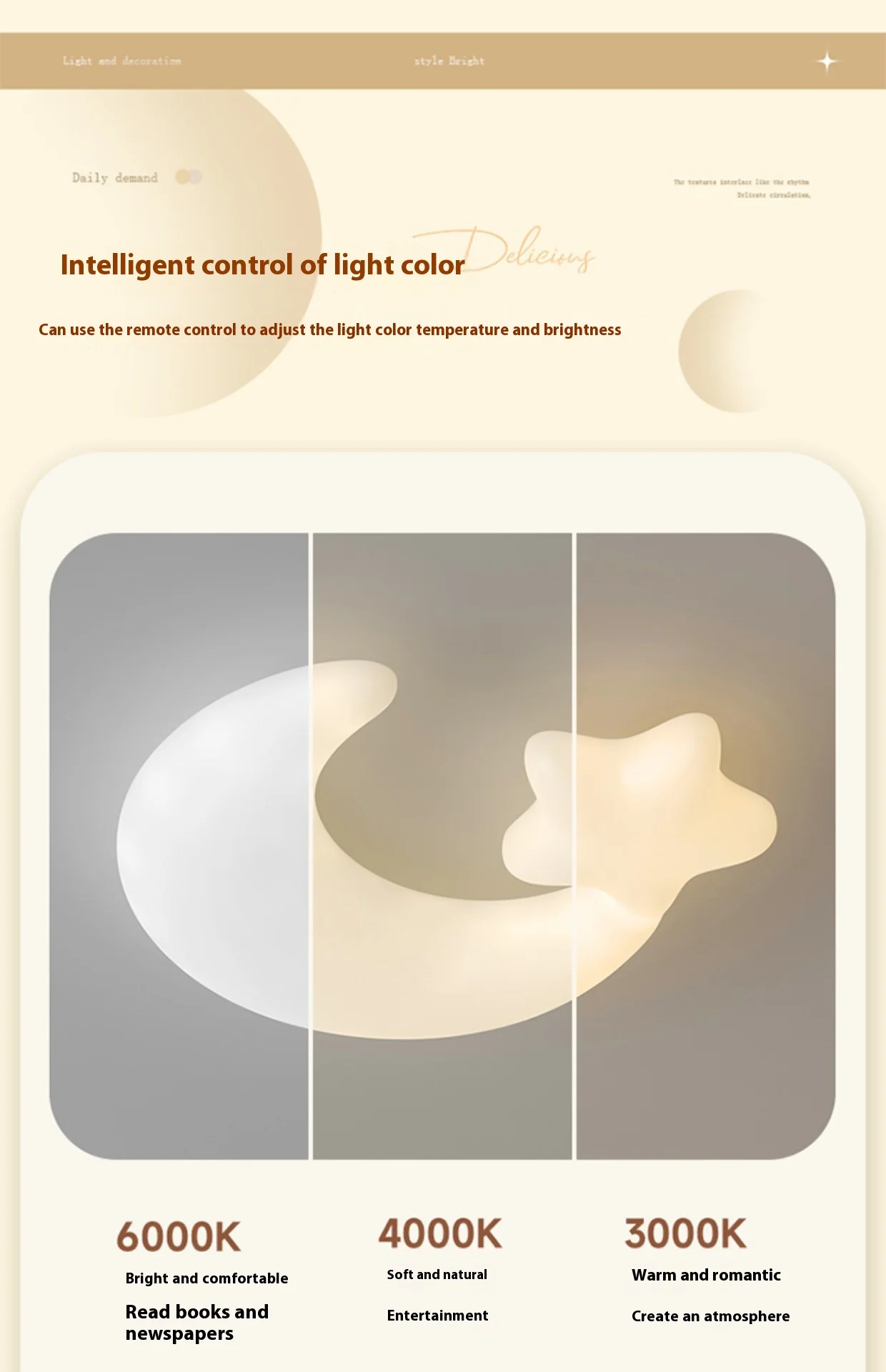 Luz de teto embutida LED em forma de crescente, regulável para quarto de crianças, cozinha, sala de estar, corredor, berçário, branco, 18,9 polegadas