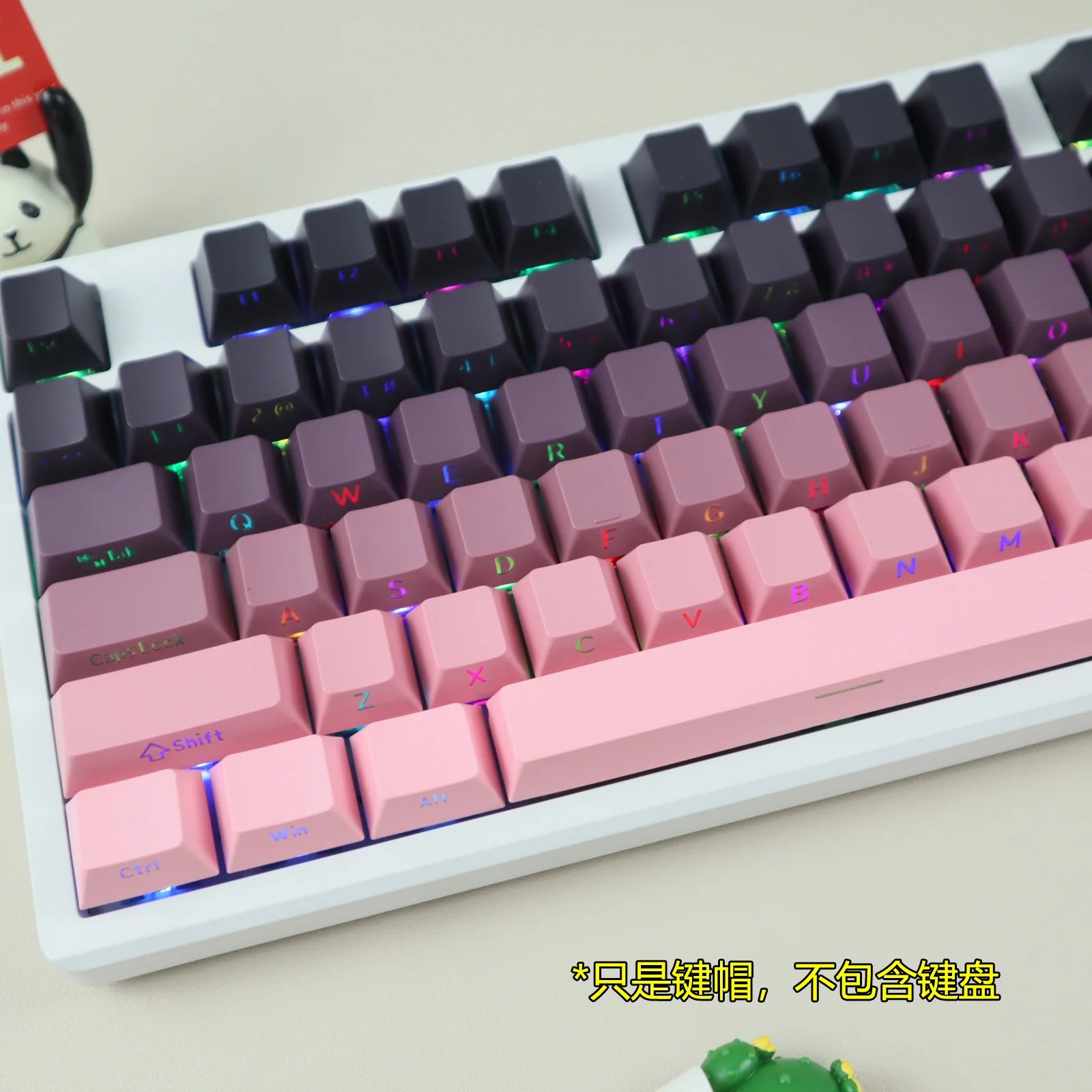 คีย์แคป PBT โปร่งแสง สลักลายด้านข้างด้วยแสงแดด ลายไมโครดัสต์  แบบไล่สี  ความสูง OEM 68/75/98/104