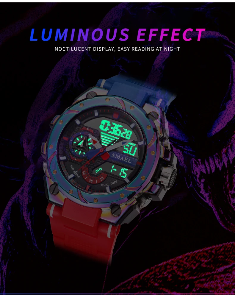 SMAEL Sport Quartz Watches LED DisplayShock Resistant 50M Waterproof Alarm Clock Analog Digitals 8060 For Men S020ce9a4989c4cc095f10aca4fb089c34