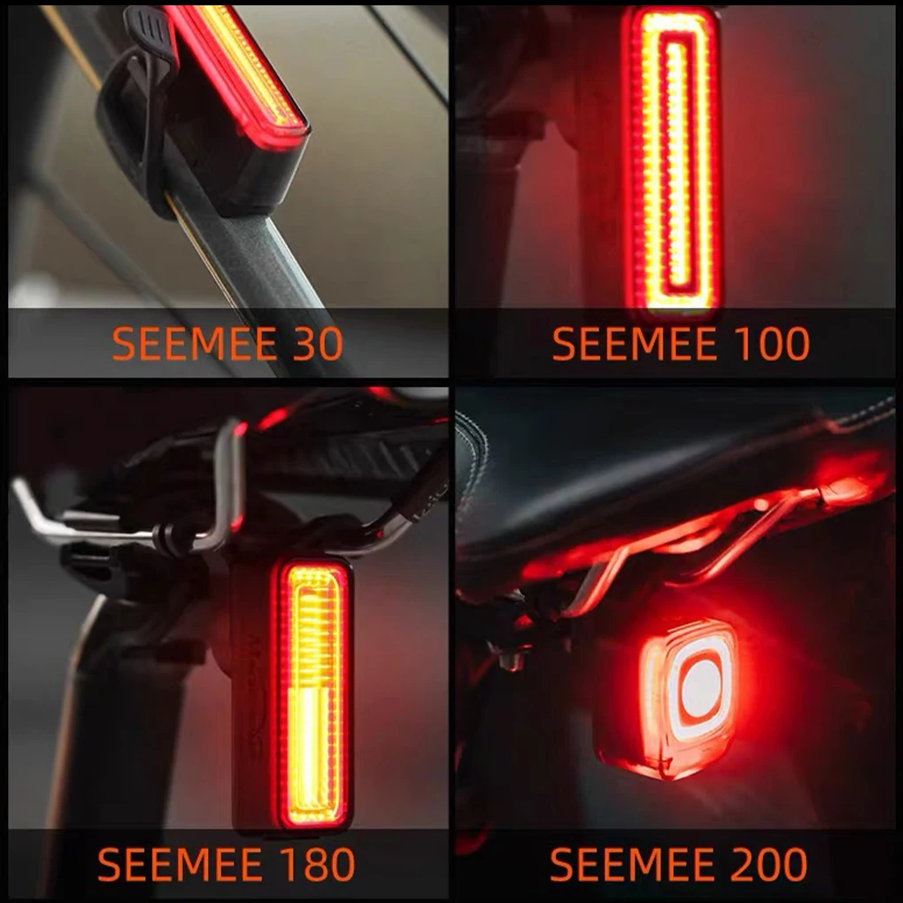 Bicycle Brake Sensing Rear Light Detachable Power Display High Transparency USB Charging Bike Taillight Warning Tools