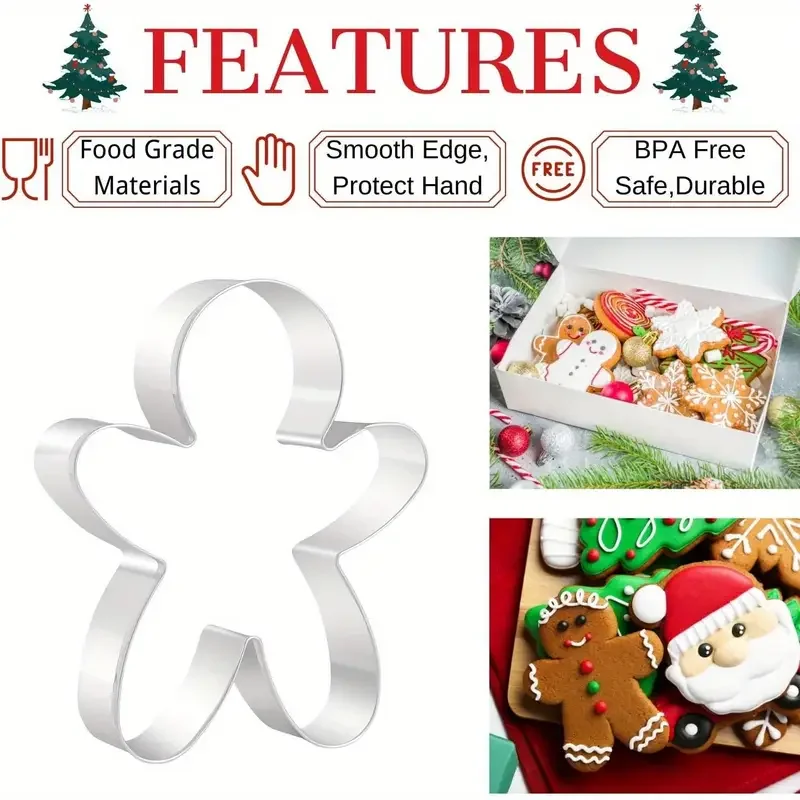 6PC Christmas Snowman Cookie Cutter Set - Stainless Steel Gingerbread Biscuit Mould for Baking DIY Holiday Pastry Baking Tools