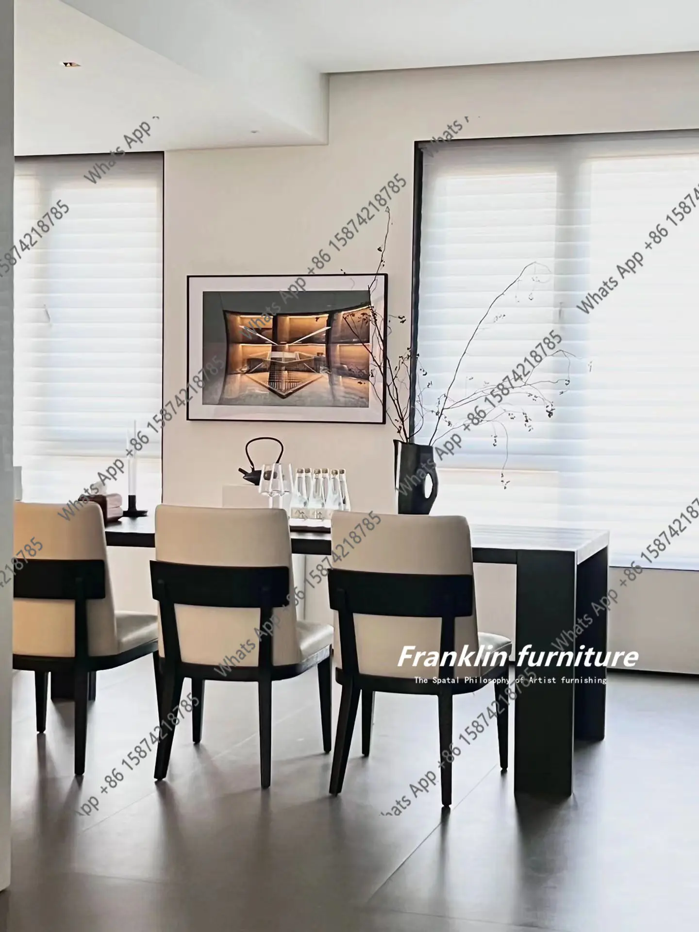 Nordic designer solid wood dining chair medieval French retro simple modern leather creative dining chair