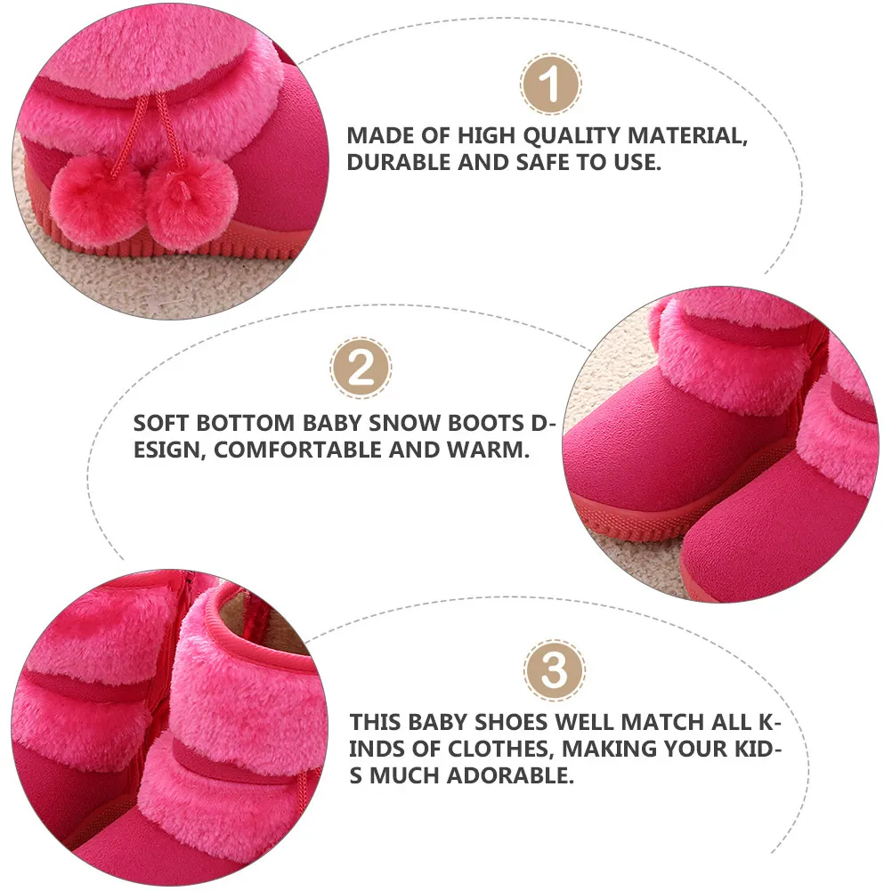 

1Pair Baby Snow Boots Winter Warm Prewalker Soft Sole Non-Slip Infant Shoes for First Walkers Comfortable Safe Skin-Friendly