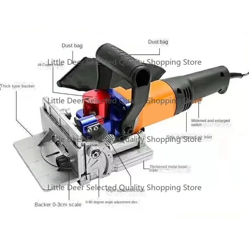 1150W  inclined hole three slot slotting machine furniture connector woodworking adapter tension rope machine