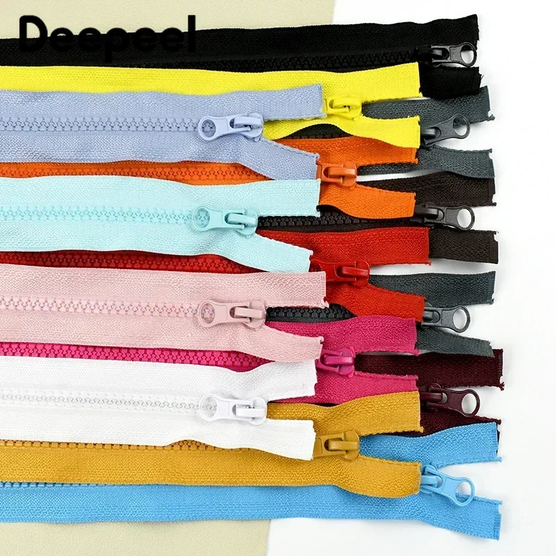 

5Pcs 40-120cm Open-End 5# Resin Zippers Bag Clothes Sewing Zips for Coat Decorative Replace Zipper Repair Kit DIY Accessories
