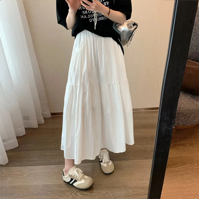 Women's Tiered Maxi Skirt, Casual Loose A-Line Long Skirt with Elastic Waist, Flowy Ruffle Hem for Spring & Summer