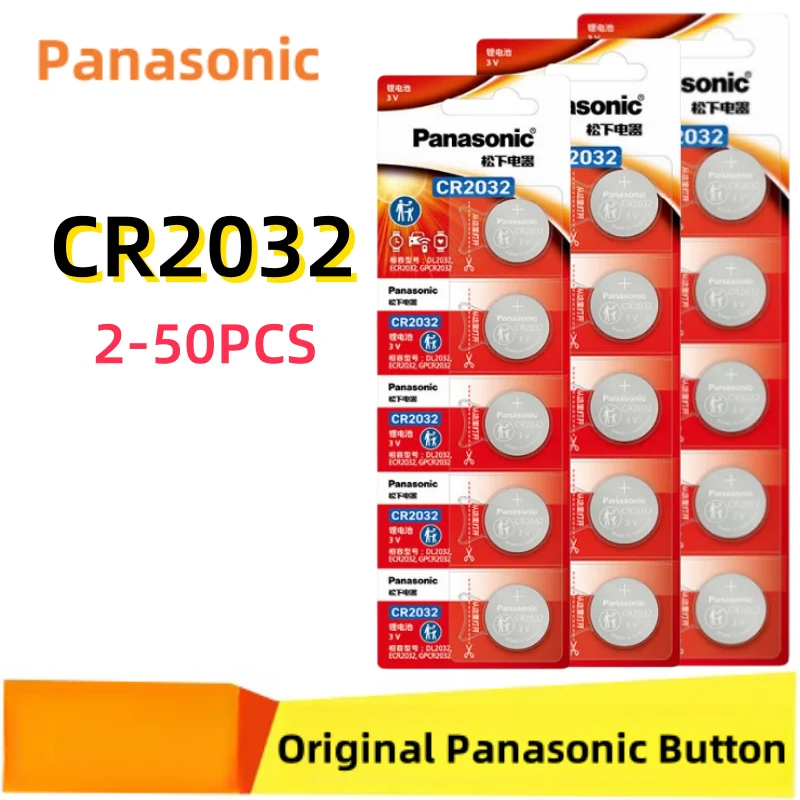

2-50pcs Original Panasonic CR2032 3V ECR2032 Lithium Battery CR 2032 For Control Watch Motherboard Scale Button Coin Cells