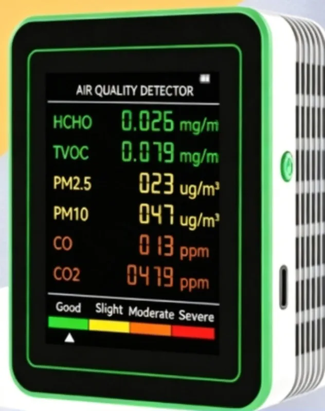 6 in 1 carbon dioxide detector TV OC monitoring CO2 air quality monitor formaldehyde detection pm2.5