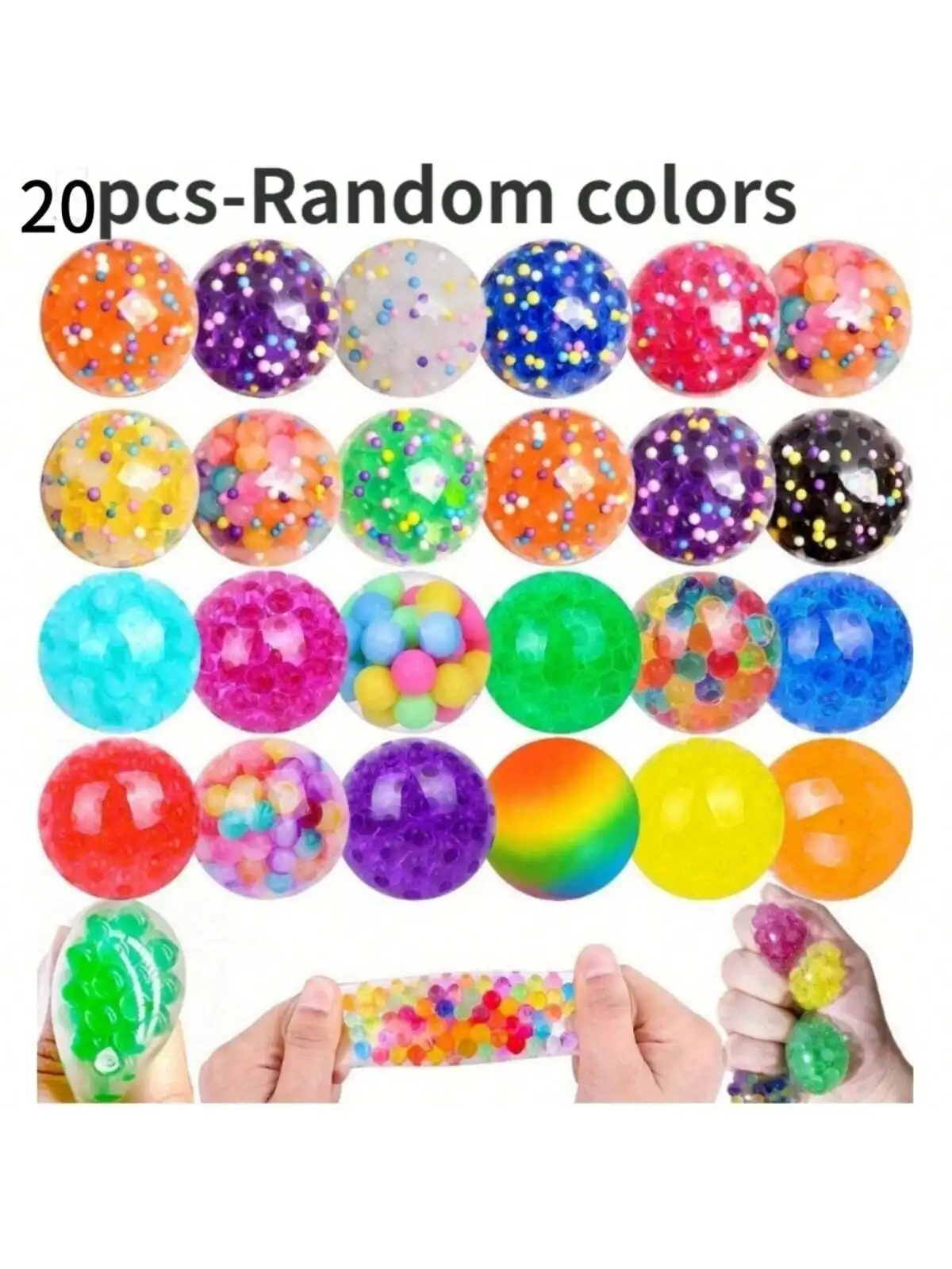 Bola Stres Sensorik untuk Dewasa dan Anak-Anak, Mainan Fidget Squishy 10-Pak, Mainan Sensorik untuk Anak dengan Autisme, Bola Pereda Stres 3.5cm