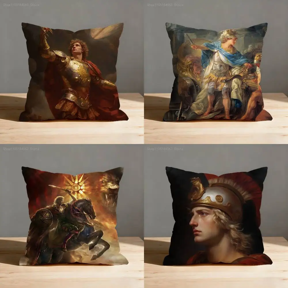 

A-Alexander the Great Pillow Case For Sofa Decor Car Office Room Printing Cushion Cover Decorations and Protector