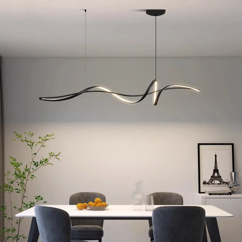 

Modern Minimalism Led Pendant Lamp for Living Dining Room Kitchen Room Desks Black Chandelier Home Decoration Light Fixture