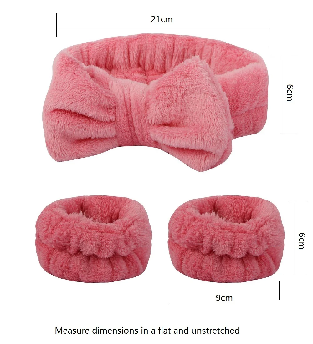 Flanell-Stirnband mit Schleife vorne, elastisches Stirnband, Gesichtswasch- und Make-up-Stirnband, wasserdichte Handgelenkabdeckung, Haargummi-Stirnband – Detail 3
