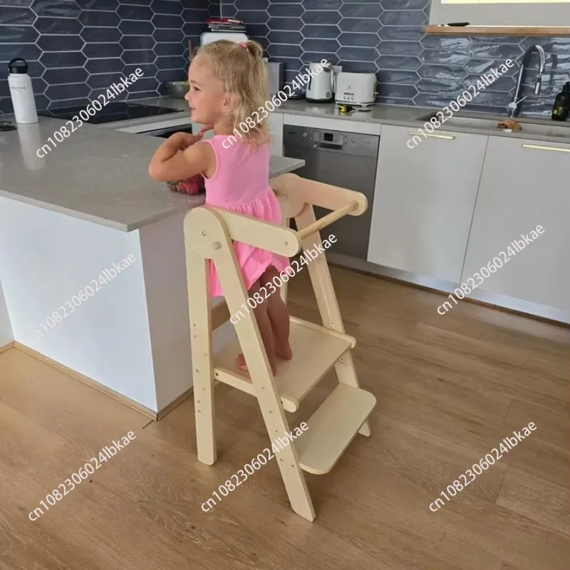 Wooden kids foldable learning tower kitchen step stool helper tower wooden high chair toddler