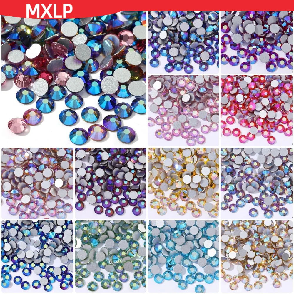 

All Sizes AB Colors ss3-ss30 Flat Back Nail Art Non Hotfix Rhinestones 3D Flatbacks Nail Art Decoration Jewelry Crystals