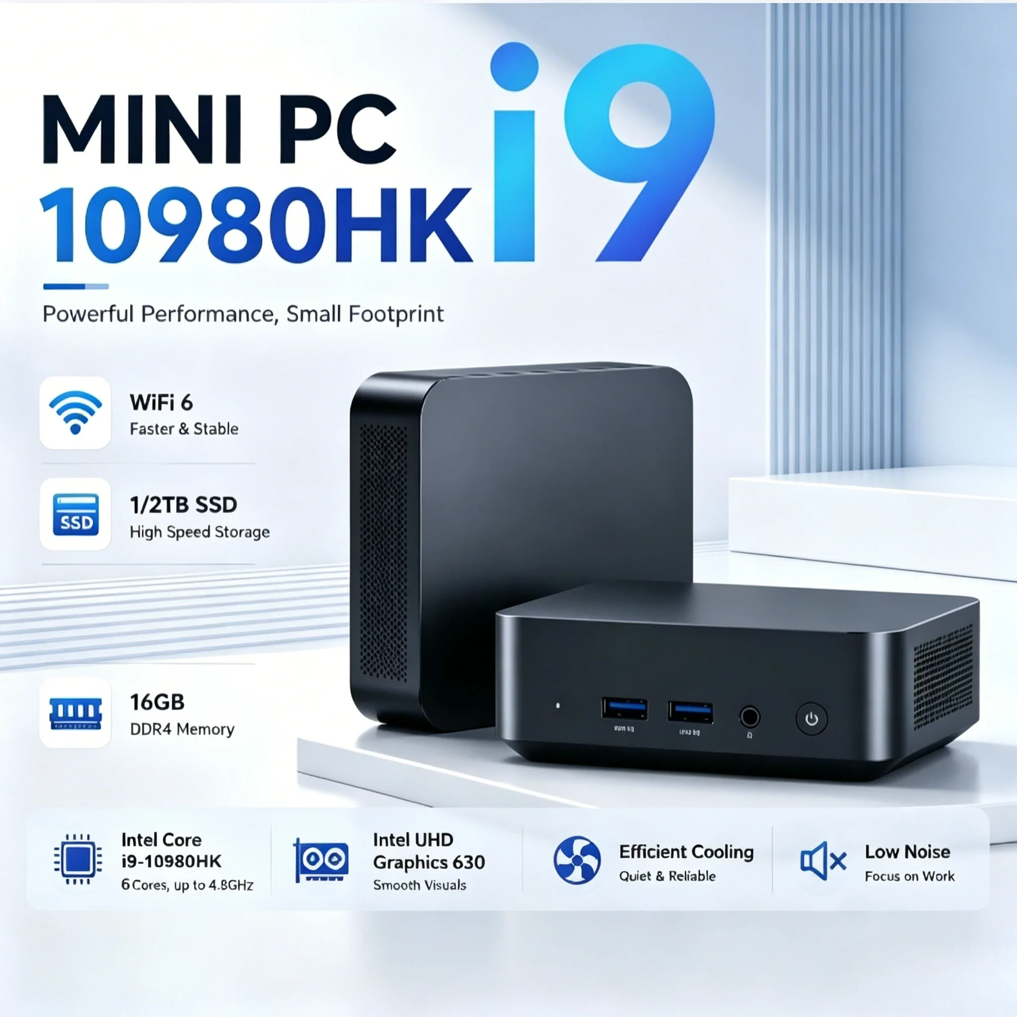 2026 New game Mini PC Intel i9 10980HK Computer Windows 16GB 1/2TB 4K Gaming Computer WiFi6 Portable Mini Desktop PC
