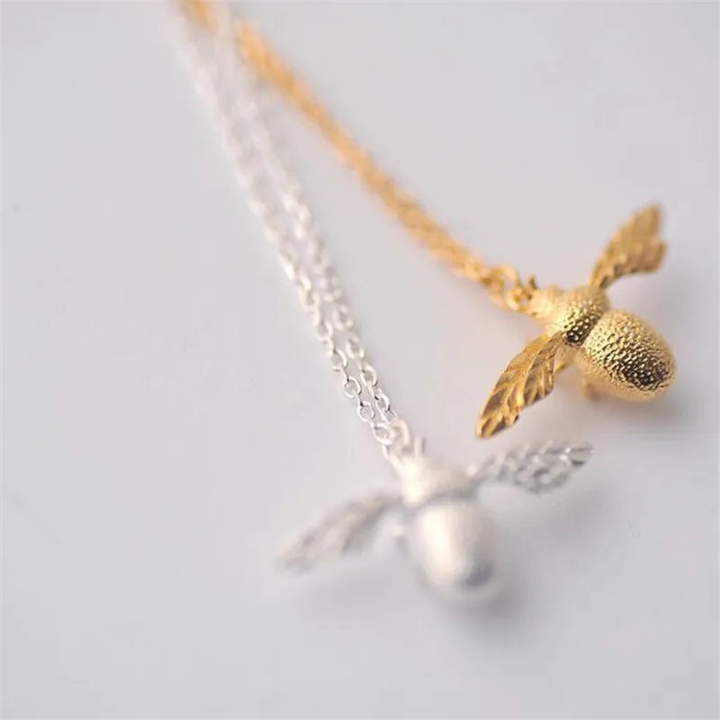 

New Beautiful Simple Personality Exquisite 925 Sterling Silver Fashion Jewelry Cute Little Bee Sweet Pendant Necklaces XL095