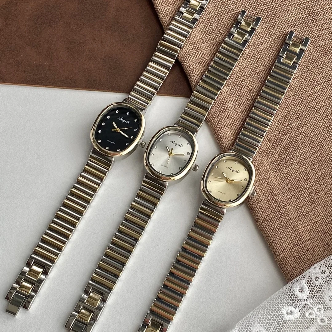 Oval Dial Women Watch Stainless Steel Strap Luxury Ladies Quartz Wristwatches Dropshipping Female Clock Relojes Para Mujer