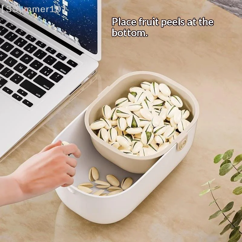 【SSummer10】Double-layer Snack Fruit Food Storage Box Household Fruit Plate Drain Tray Special Storage Basket For Lazy People【SS】