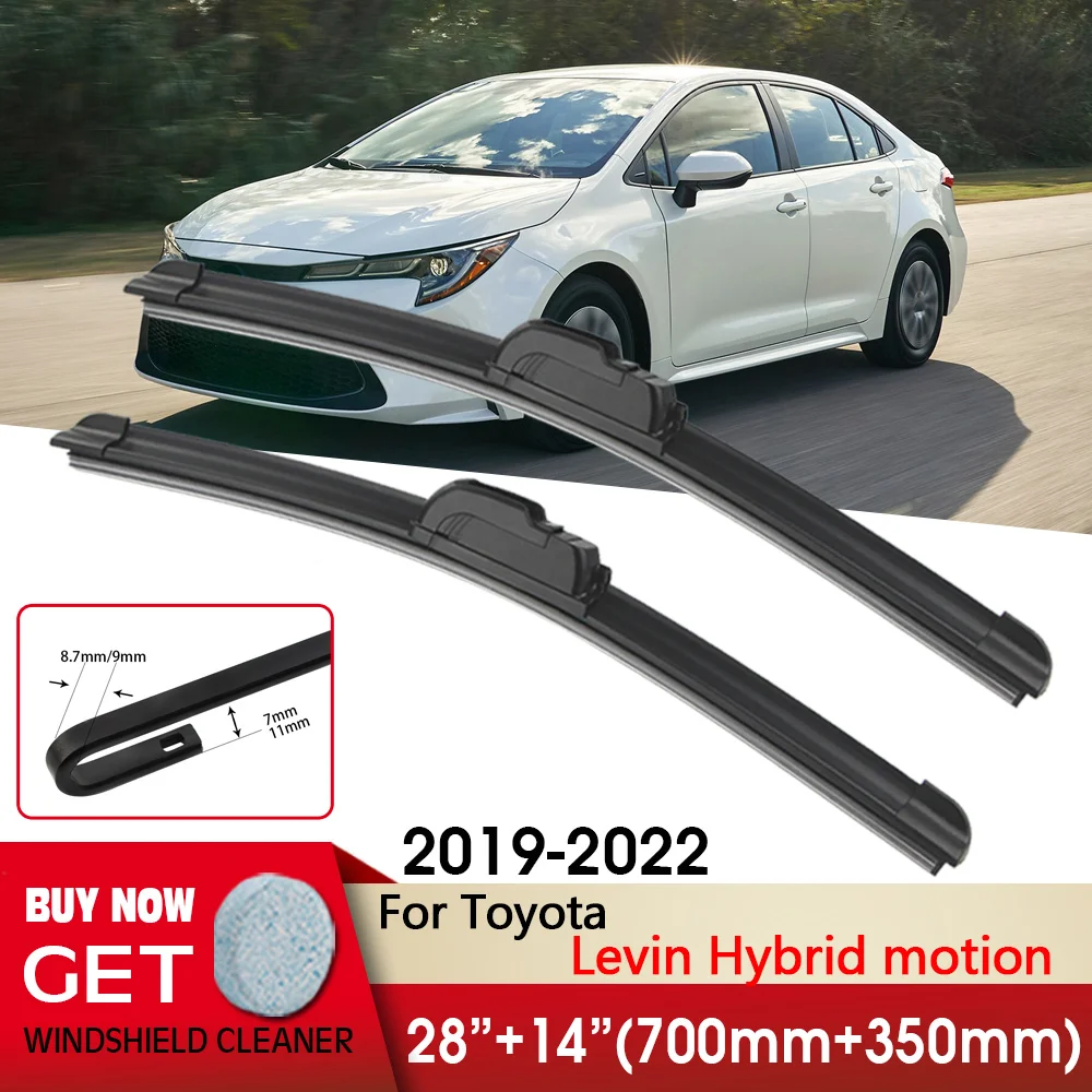 

Car Wiper Front Wiper Blades 28"+14" For Toyota Levin Hybrid motion 2019-2022 Fit U Hook Arm Windscreen Wipers Auto Accessories